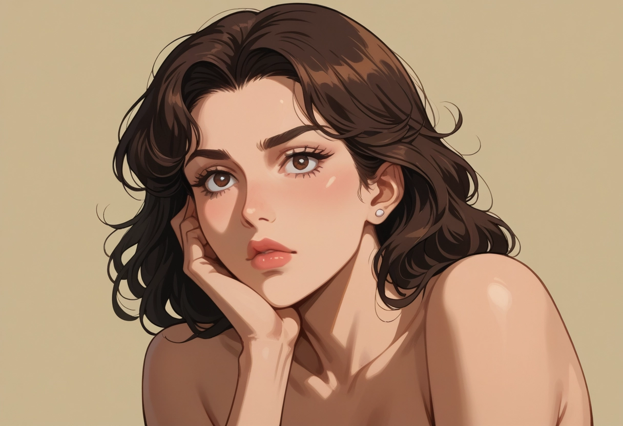 1girl, solo, brown hair, brown eyes, jewelry, earrings