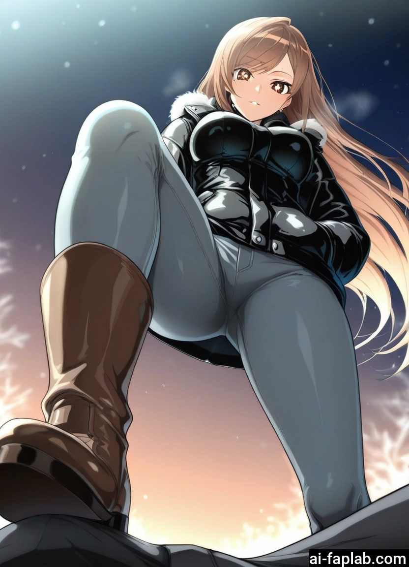 1girl, long hair, boots, pants, breasts, from below · Yamete.gg