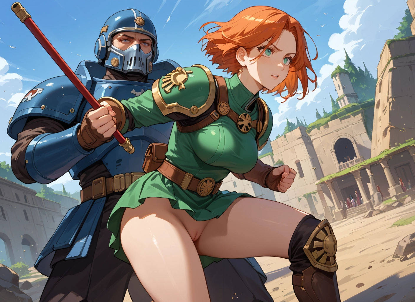 1girl, pussy, breasts, helmet, armor, gloves · Yamete.gg