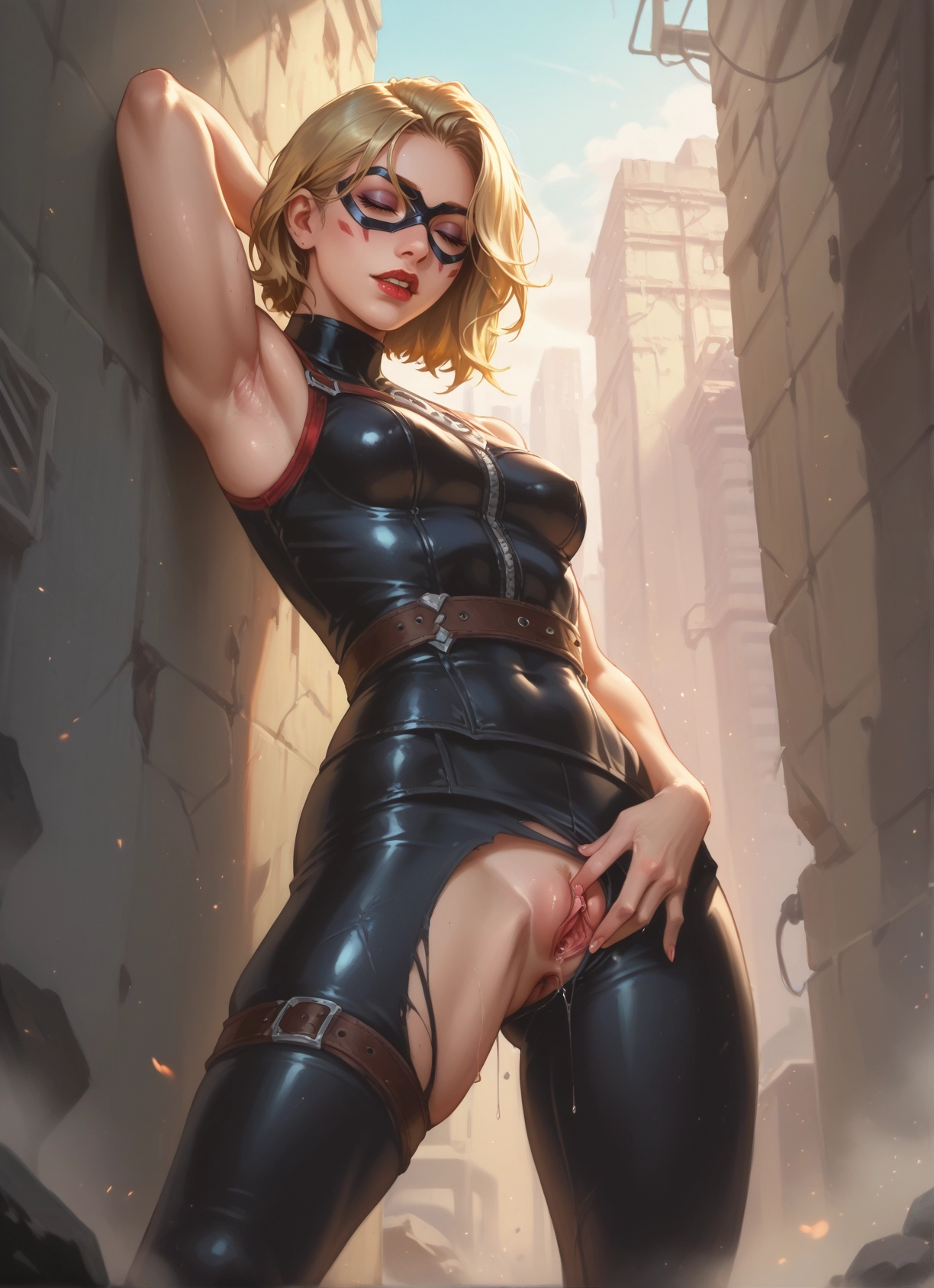 1girl, solo, pussy, blonde hair, breasts, armpits · Yamete.gg