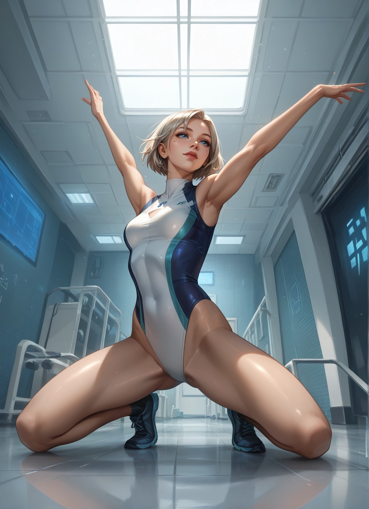 1girl, solo, blue eyes, swimsuit, breasts, short hair · Yamete.gg