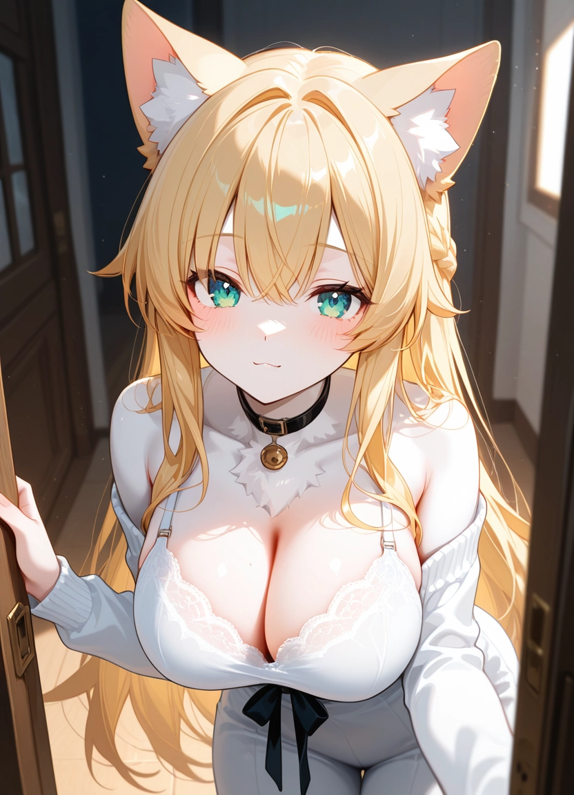 furry, 1girl, breasts, blonde hair, animal ears, solo