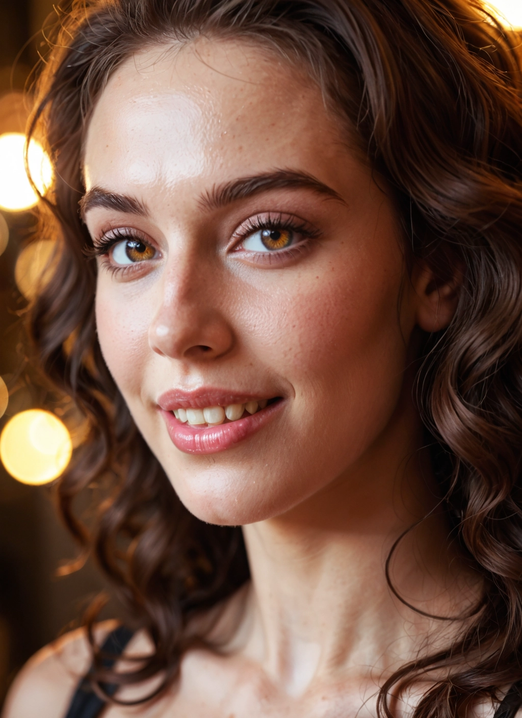 1girl, solo, freckles, brown hair, smile, looking at viewer · Yamete.gg