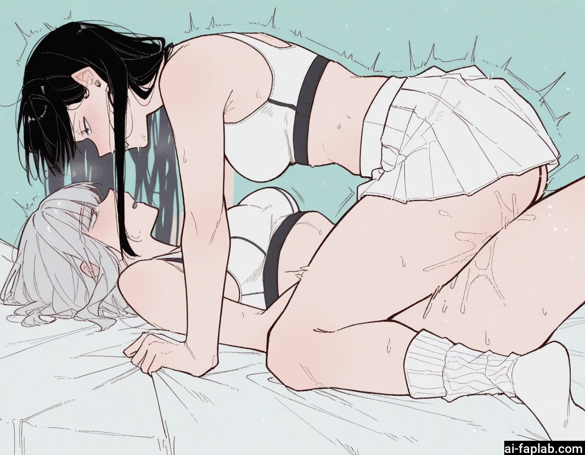 futanari, multiple girls, 2girls, yuri, skirt, black hair · Yamete.gg