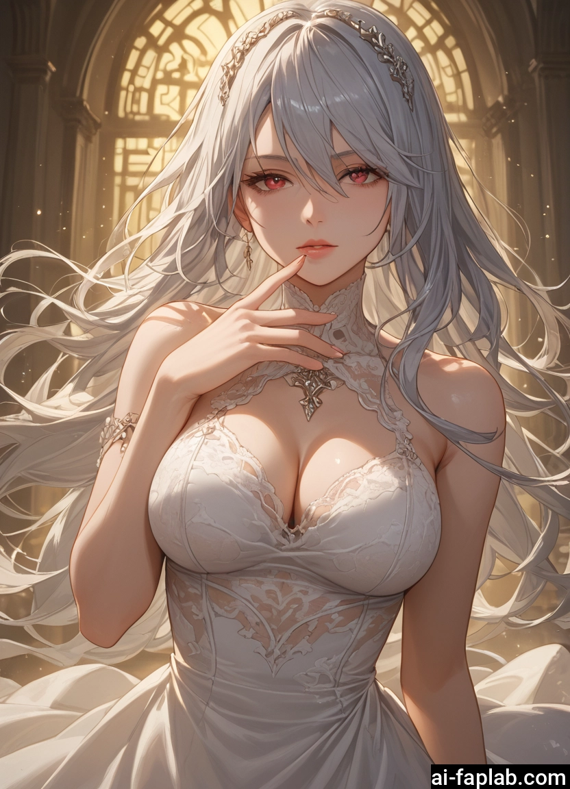 1girl, breasts, long hair, dress, cleavage, solo · Yamete.gg