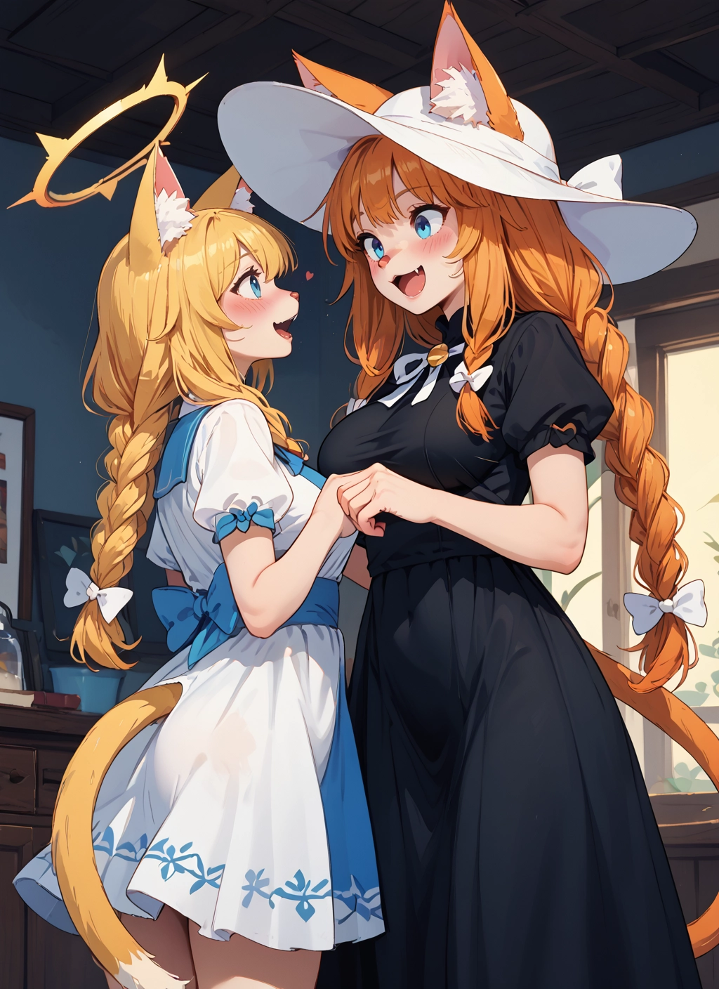 furry, animal ears, multiple girls, 2girls, tail, hat · Yamete.gg