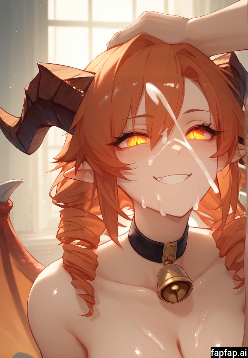 1girl, breasts, horns, smile, wings, cum · Yamete.gg