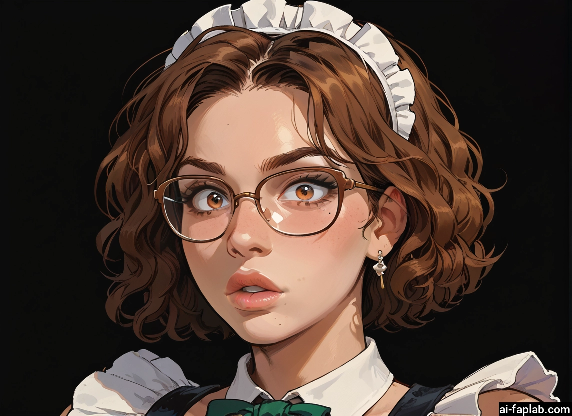 1girl, solo, brown hair, glasses, jewelry, earrings · Yamete.gg