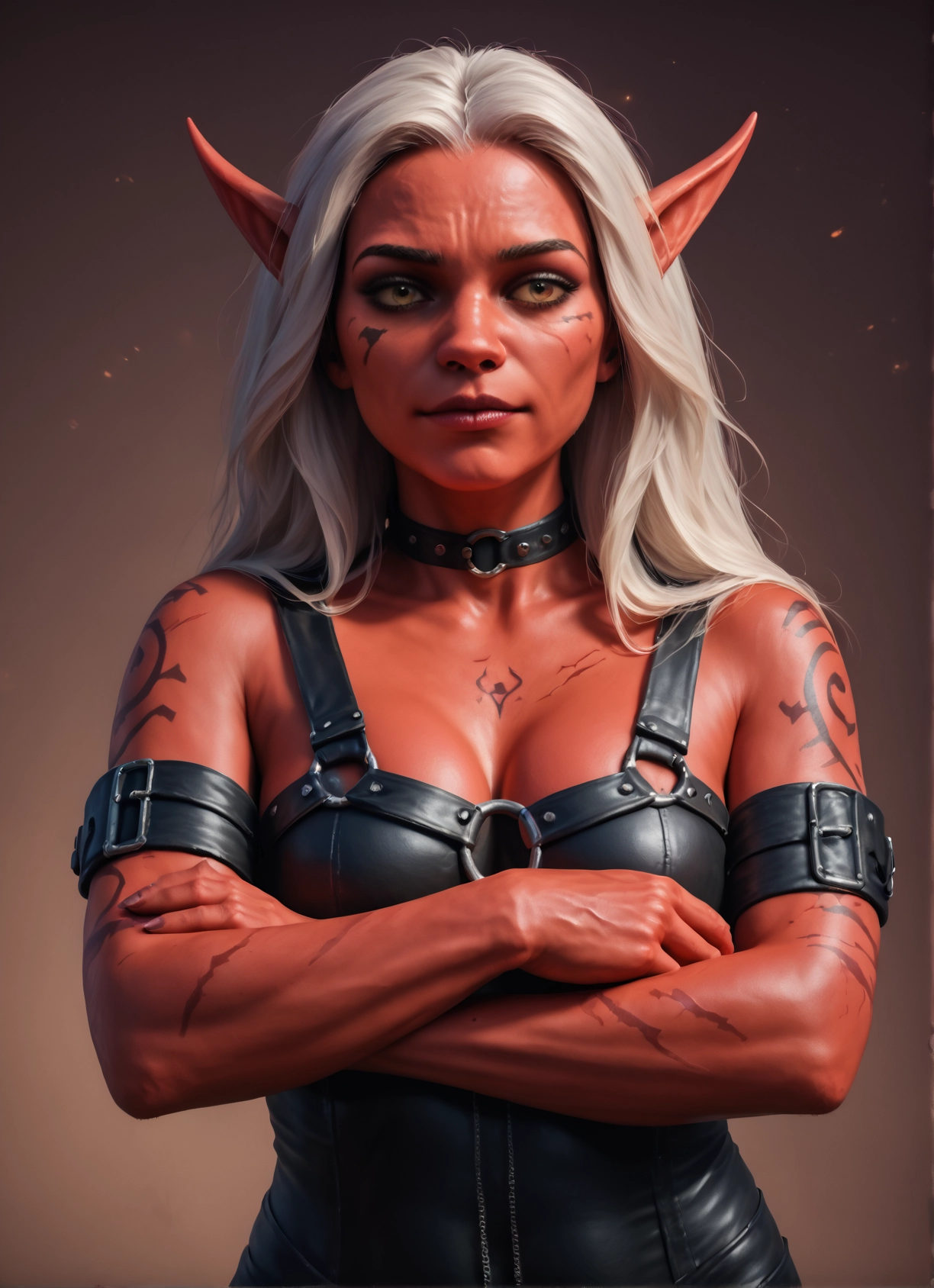 1girl, solo, pointy ears, breasts, elf, crossed arms · Yamete.gg
