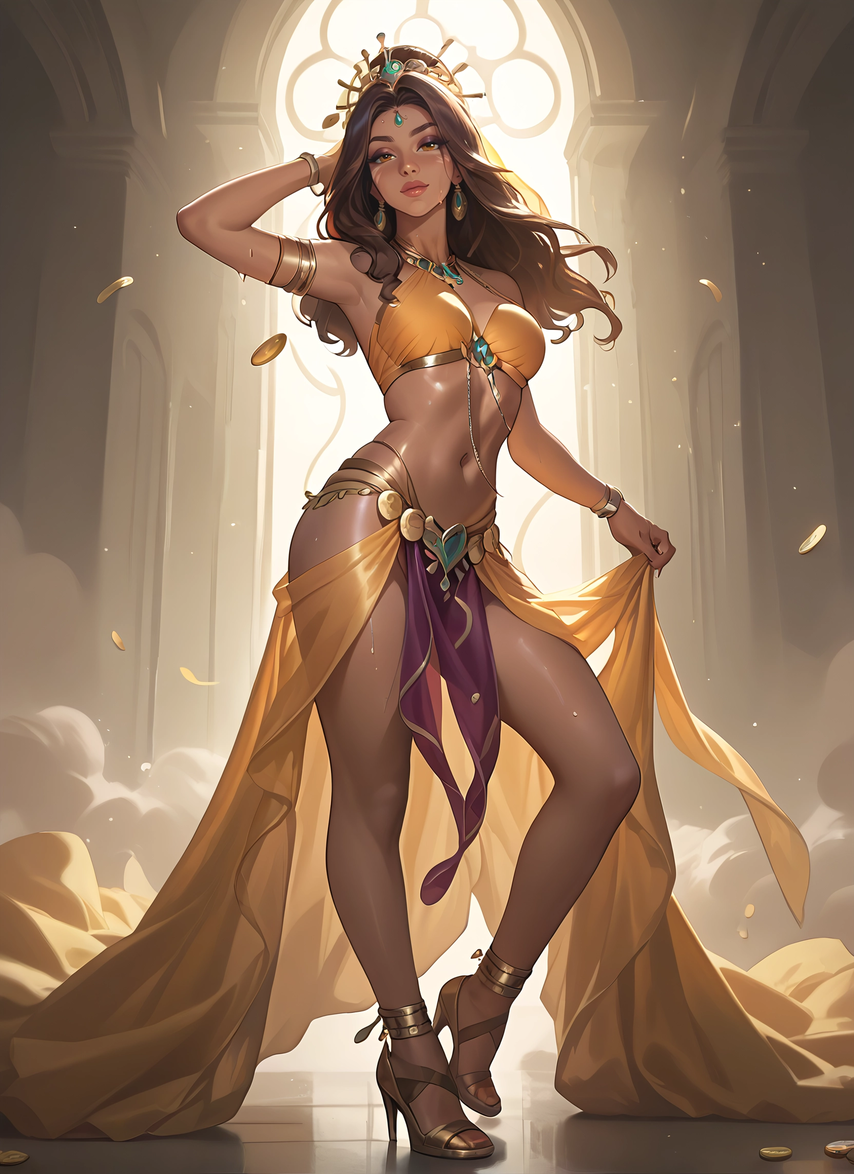 1girl, jewelry, high heels, dark skin, breasts, dark-skinned female · Yamete.gg
