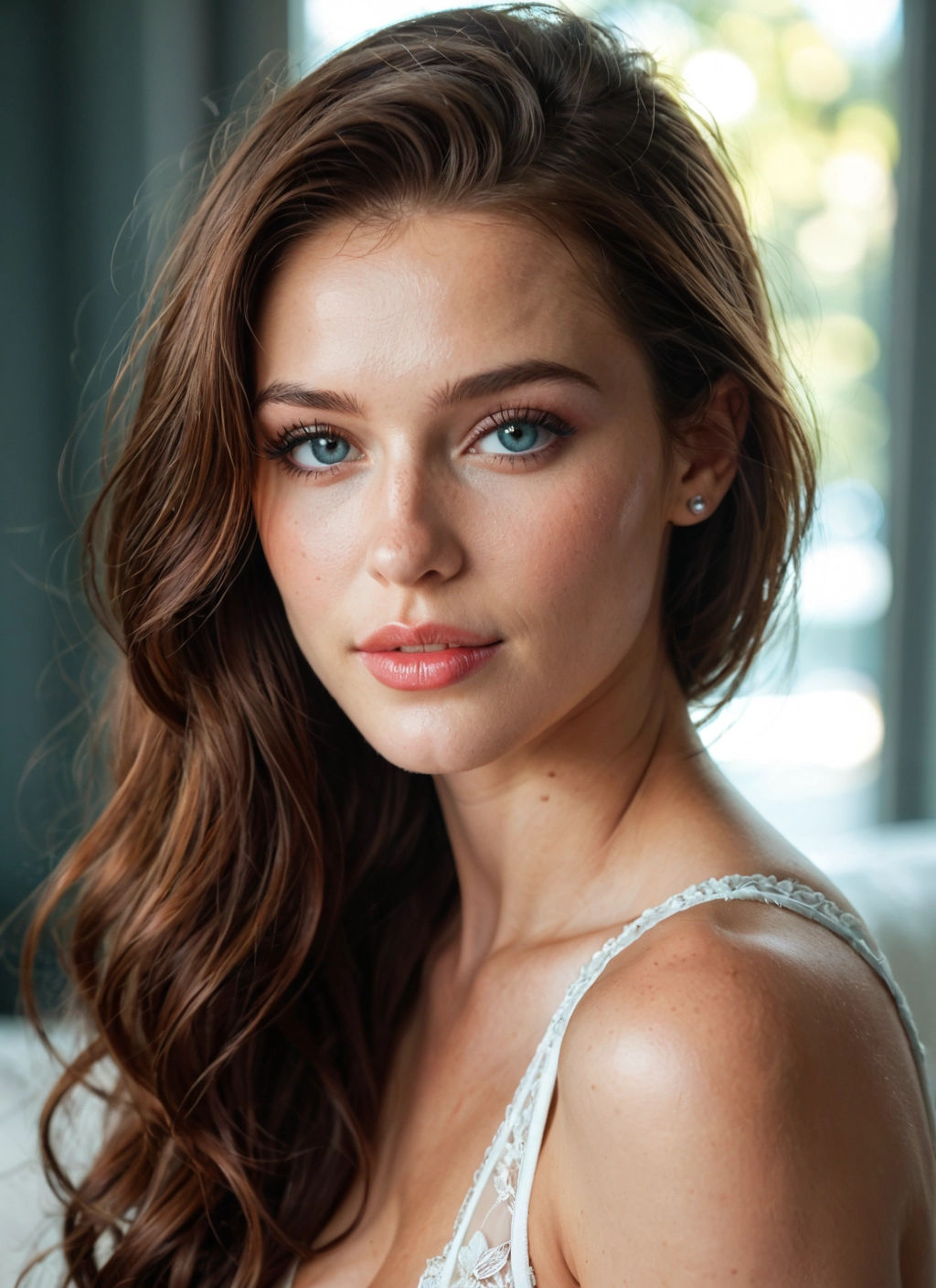 1girl, solo, long hair, jewelry, earrings, blue eyes · Yamete.gg