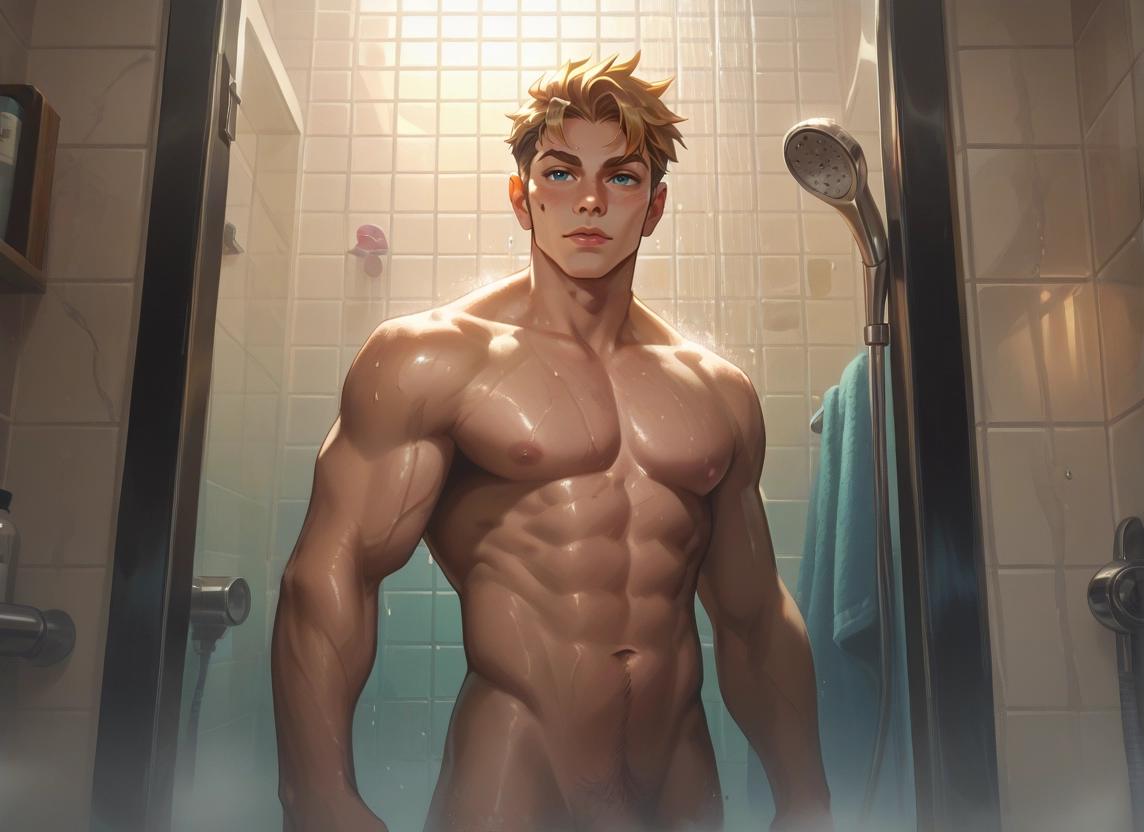 1boy, male focus, muscular, solo, pectorals, nude · Yamete.gg