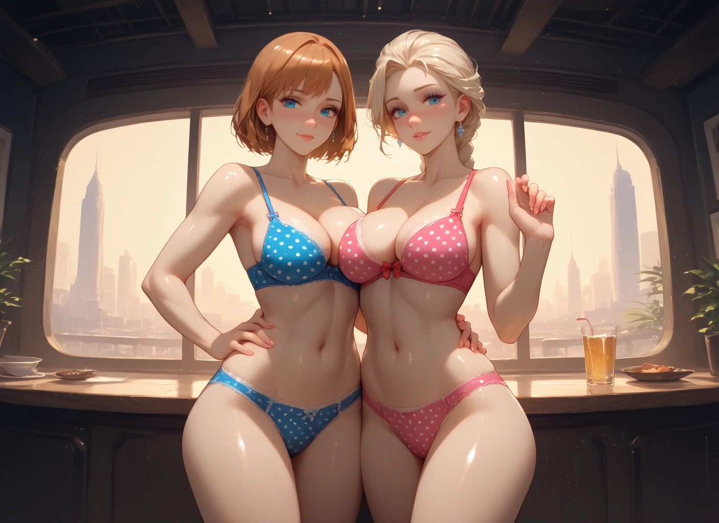 multiple girls, breasts, 2girls, underwear, blue eyes, bra · Yamete.gg