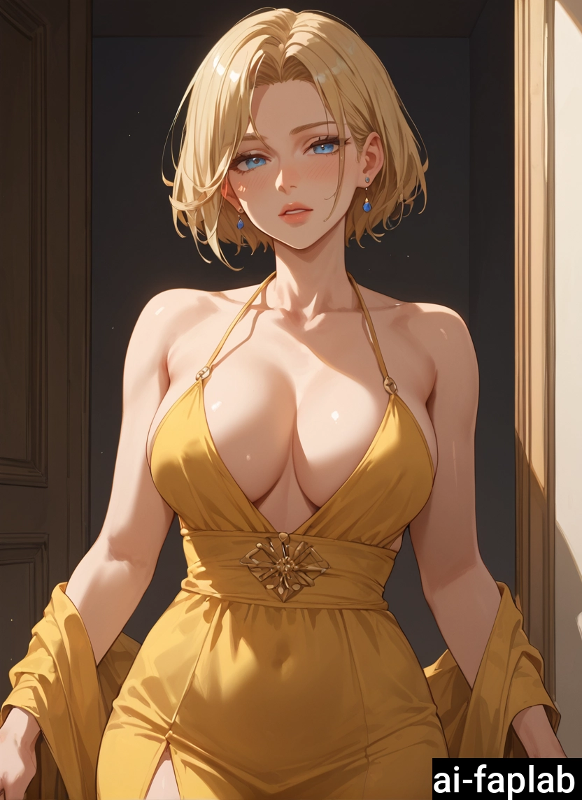 1girl, breasts, dress, jewelry, solo, blue eyes