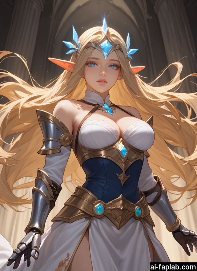 1girl, breasts, long hair, blonde hair, pointy ears, solo · Yamete.gg