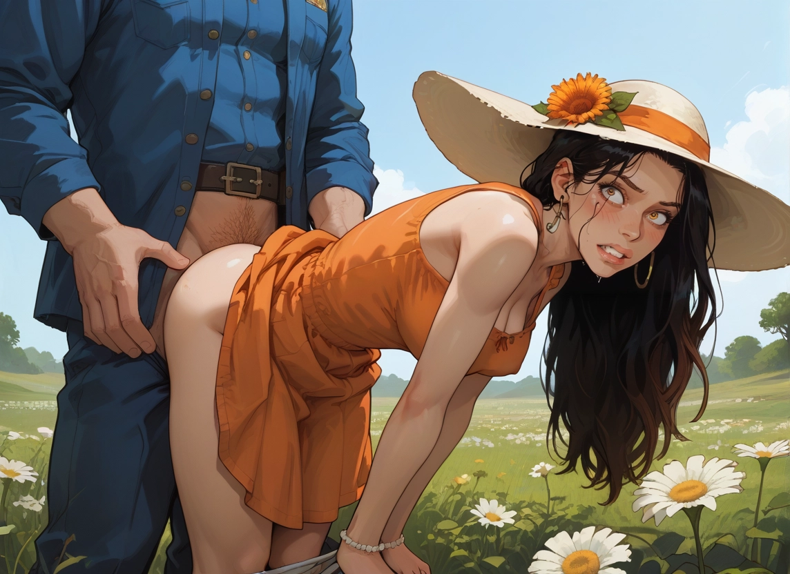 1girl, hetero, 1boy, flower, jewelry, hat · Yamete.gg