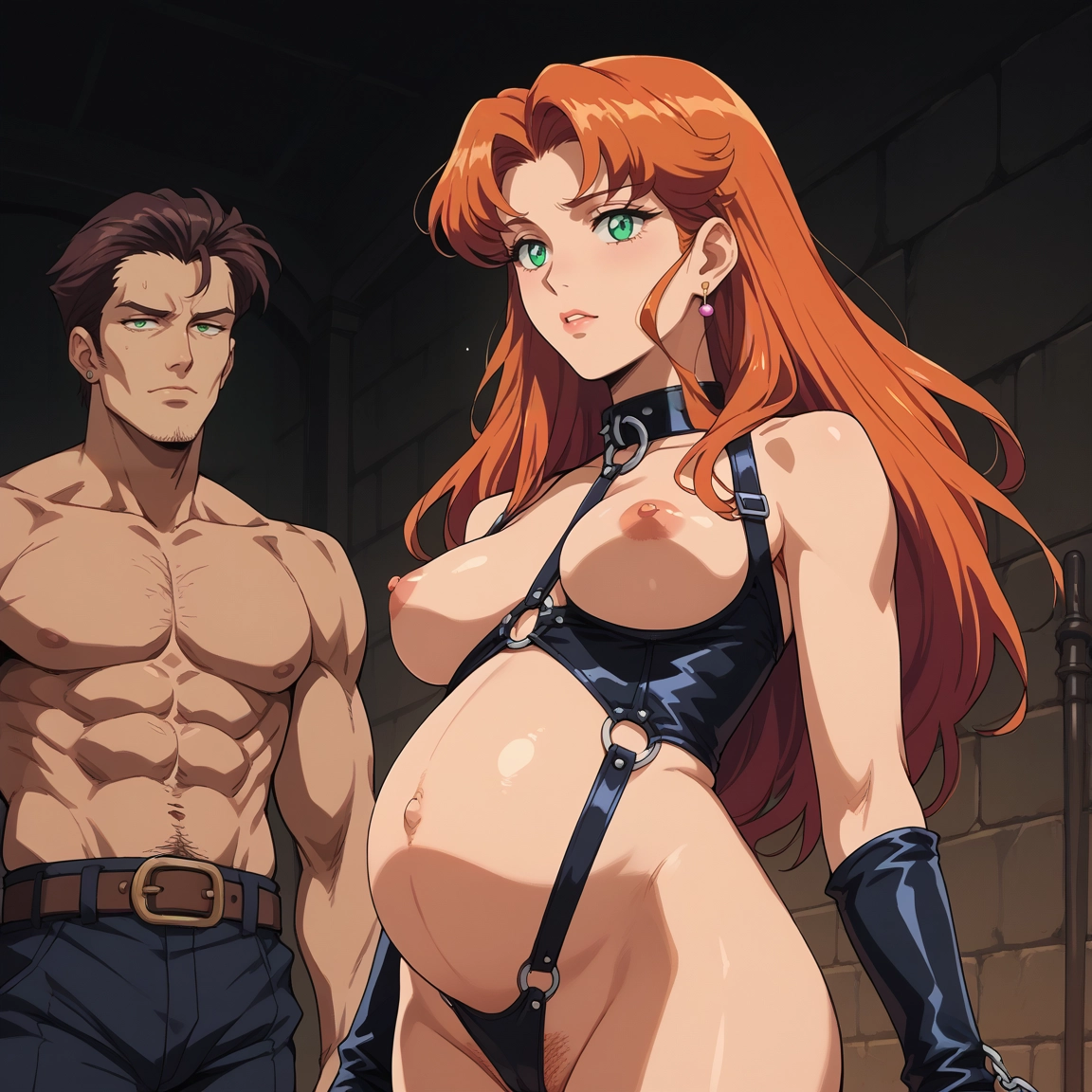 1girl, 1boy, nipples, breasts, pregnant, jewelry · Yamete.gg