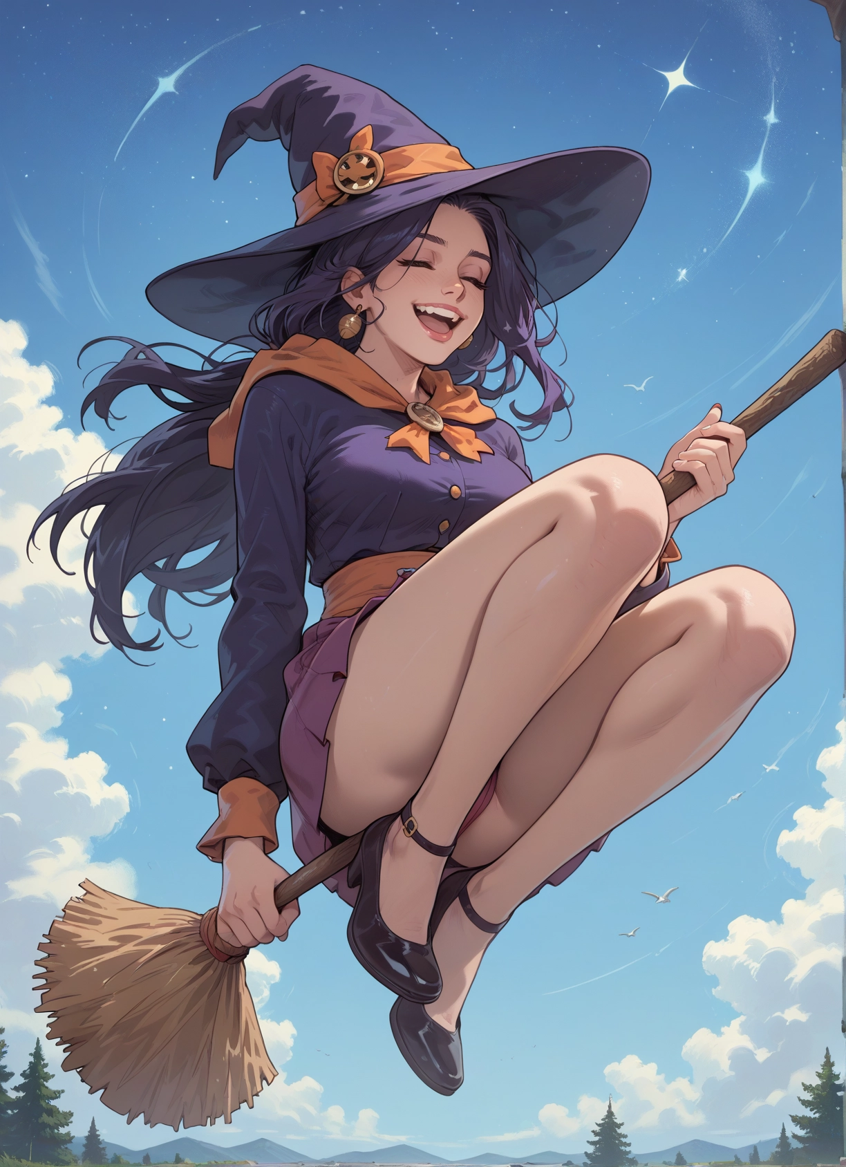 1girl, hat, witch hat, broom, jewelry, underwear · Yamete.gg