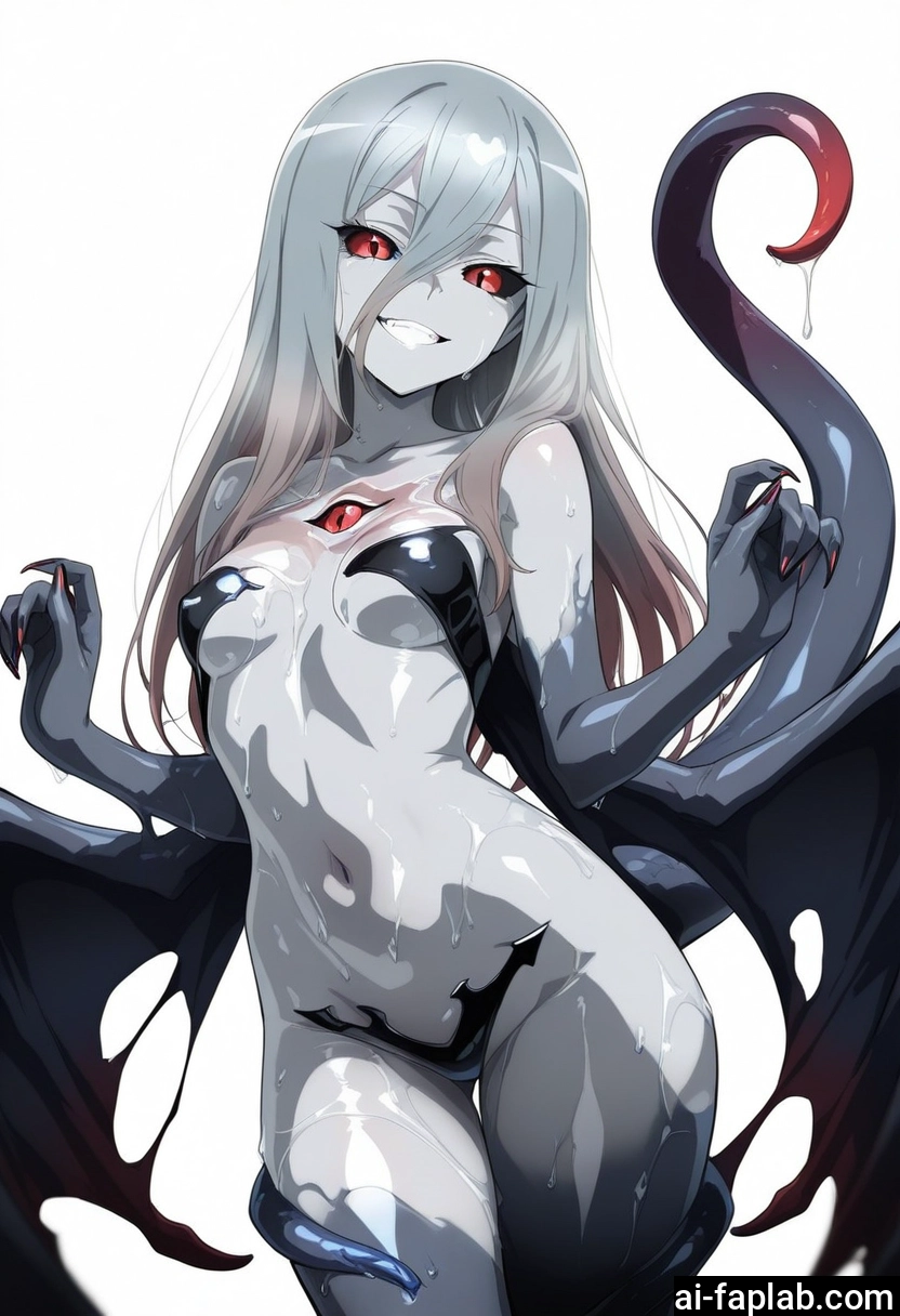 1girl, red eyes, breasts, smile, solo, long hair