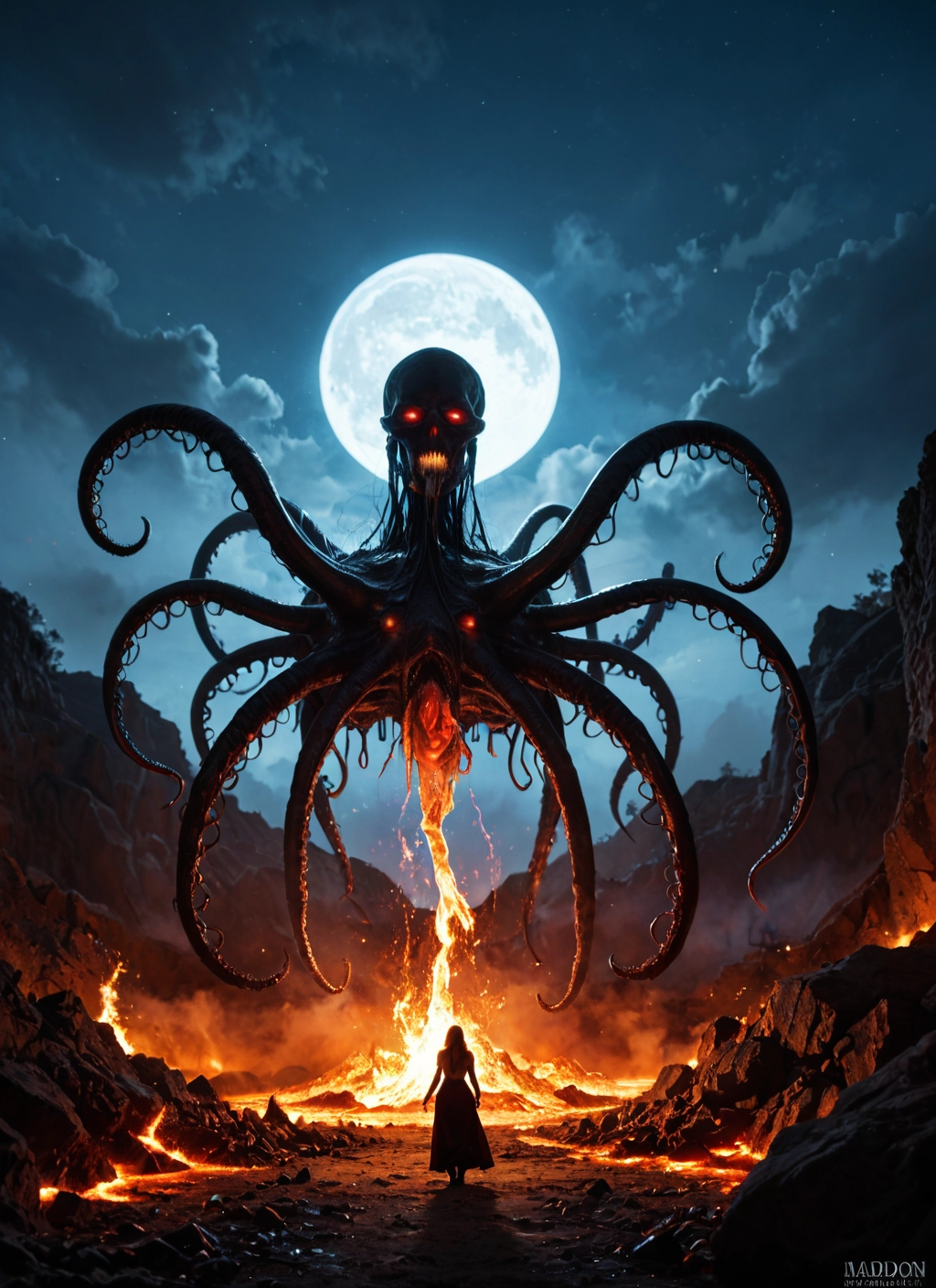 moon, tentacles, sky, cloud, full moon, eldritch abomination · Yamete.gg