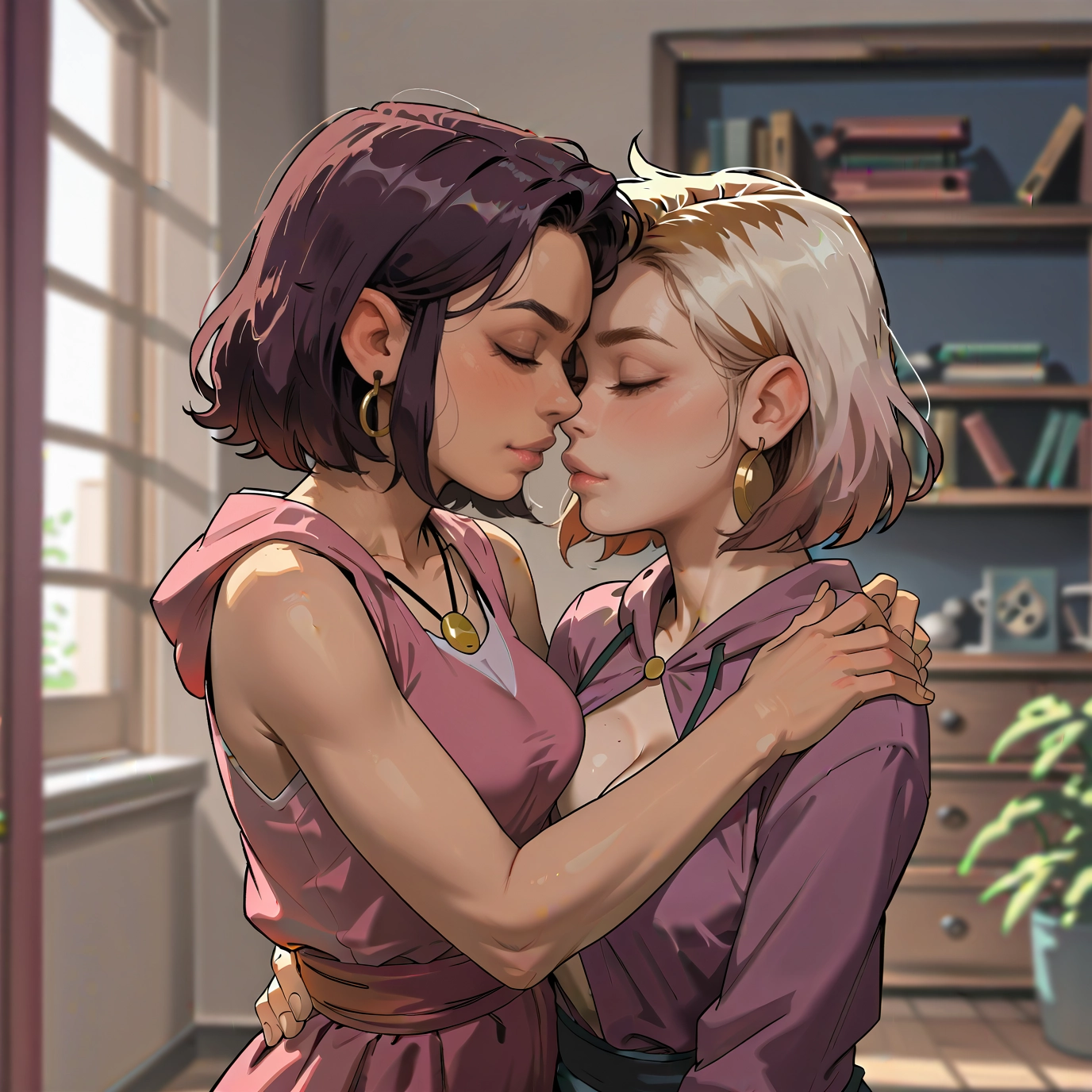 multiple girls, 2girls, yuri, jewelry, breasts, earrings · Yamete.gg