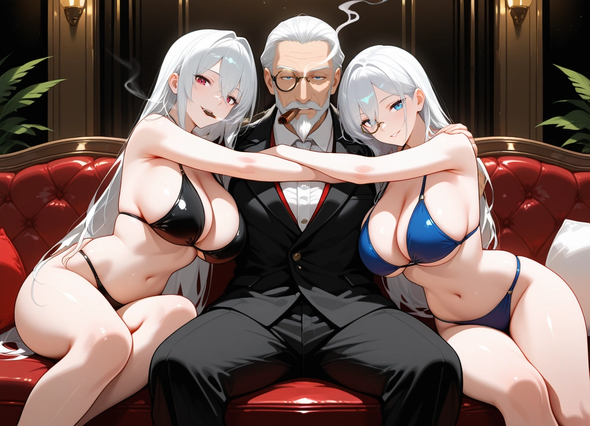 multiple girls, breasts, 1boy, 2girls, bikini, swimsuit · Yamete.gg