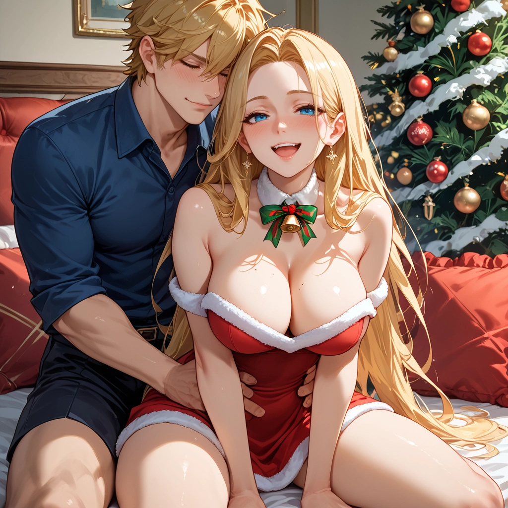 breasts, 1girl, 1boy, blonde hair, large breasts, cleavage · Yamete.gg