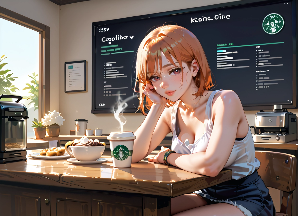 1girl, solo, breasts, looking at viewer, sitting, indoors · Yamete.gg