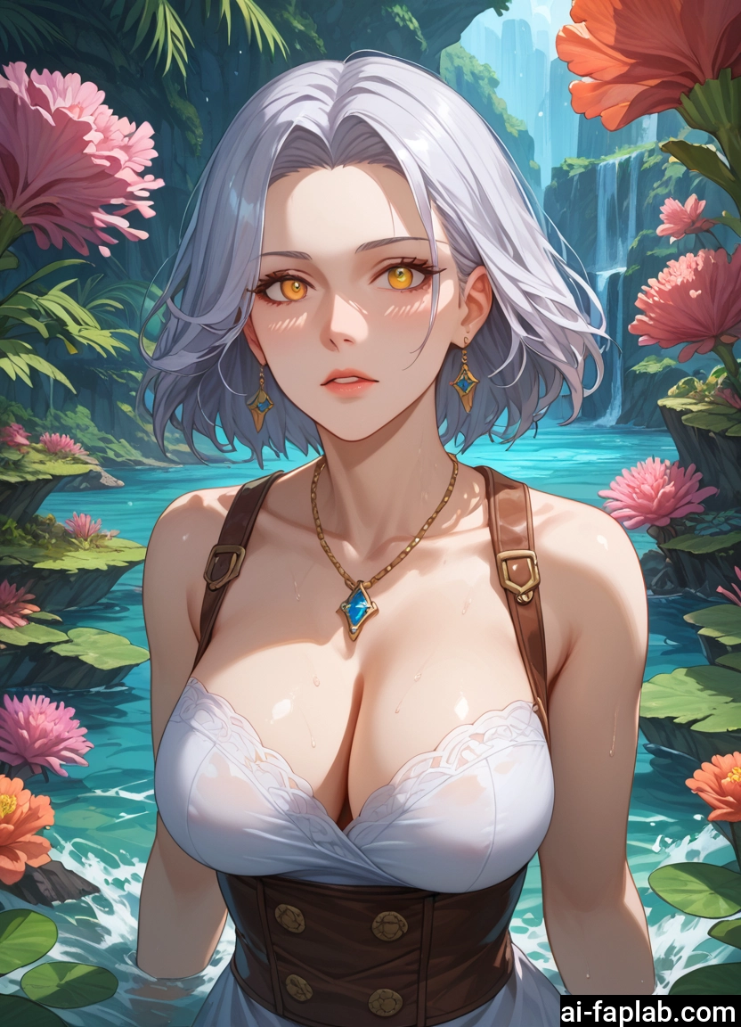 1girl, breasts, jewelry, earrings, solo, cleavage