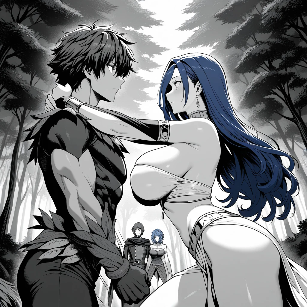 breasts, multiple girls, 2girls, 2boys, long hair, blue hair · Yamete.gg