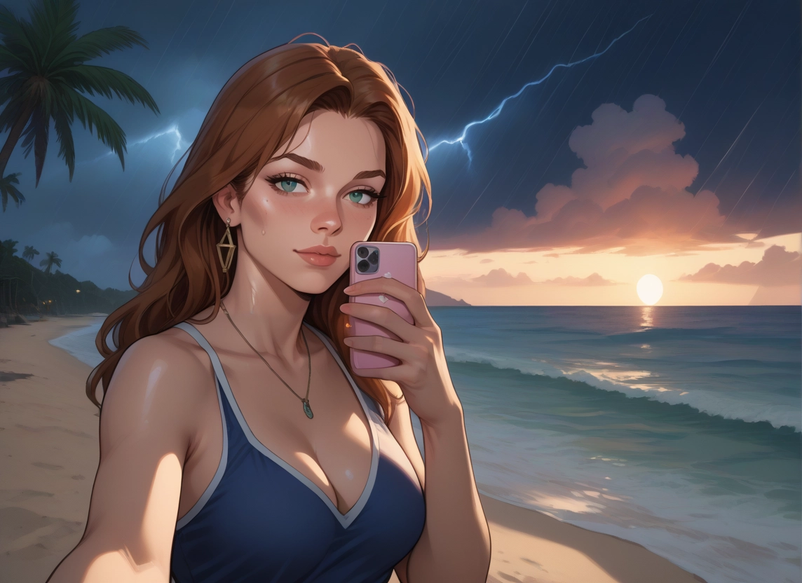 1girl, selfie, breasts, jewelry, cleavage, phone · Yamete.gg