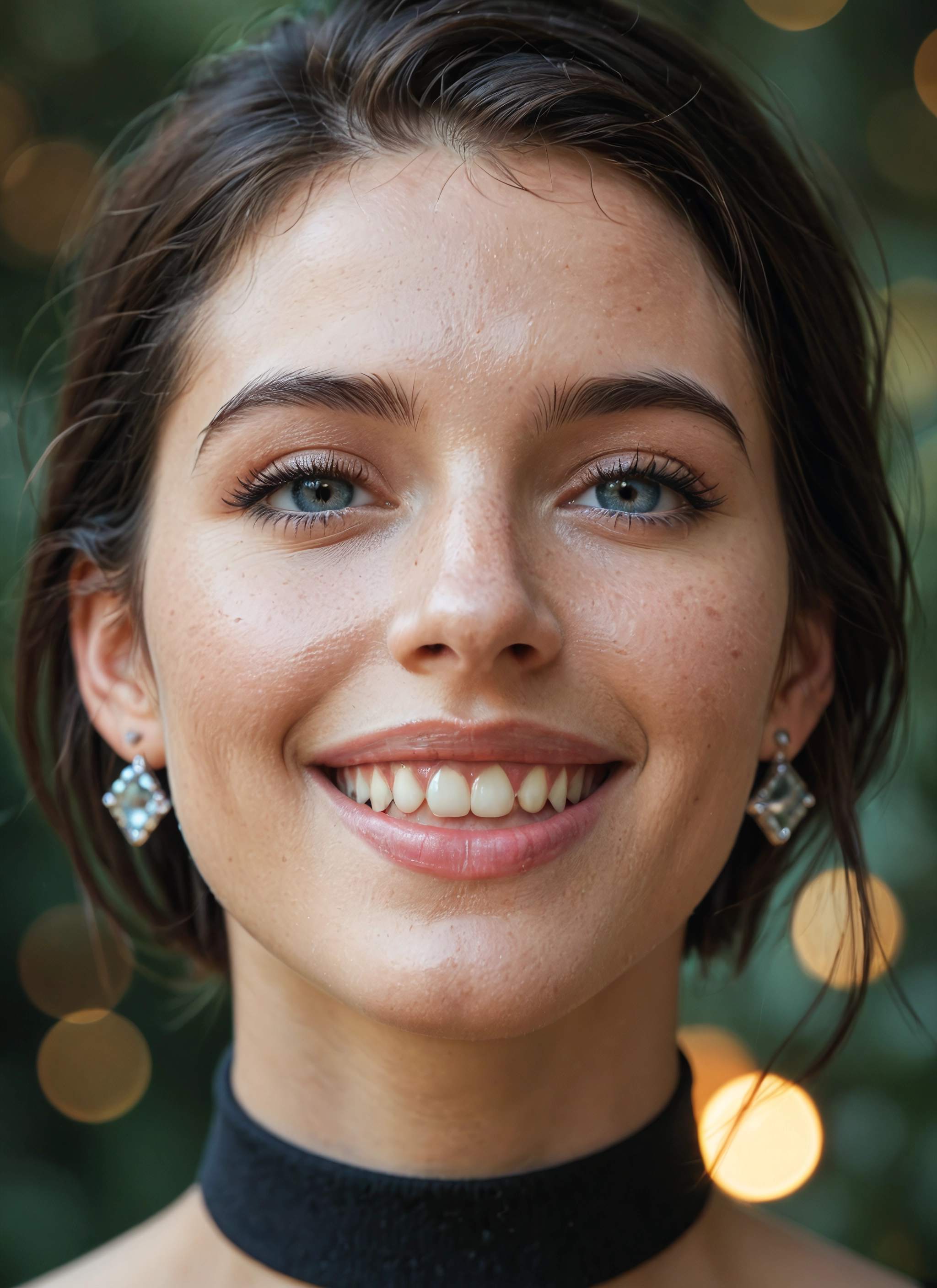 1girl, solo, jewelry, earrings, choker, teeth · Yamete.gg