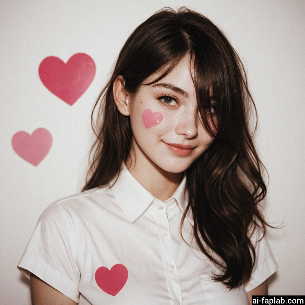 1girl, solo, heart, shirt, mole, looking at viewer · Yamete.gg