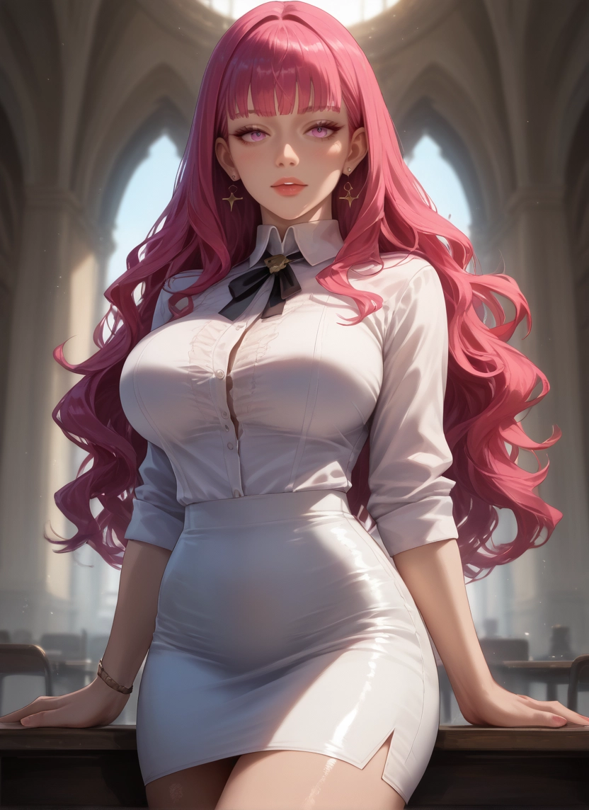 1girl, breasts, jewelry, long hair, earrings, skirt · Yamete.gg