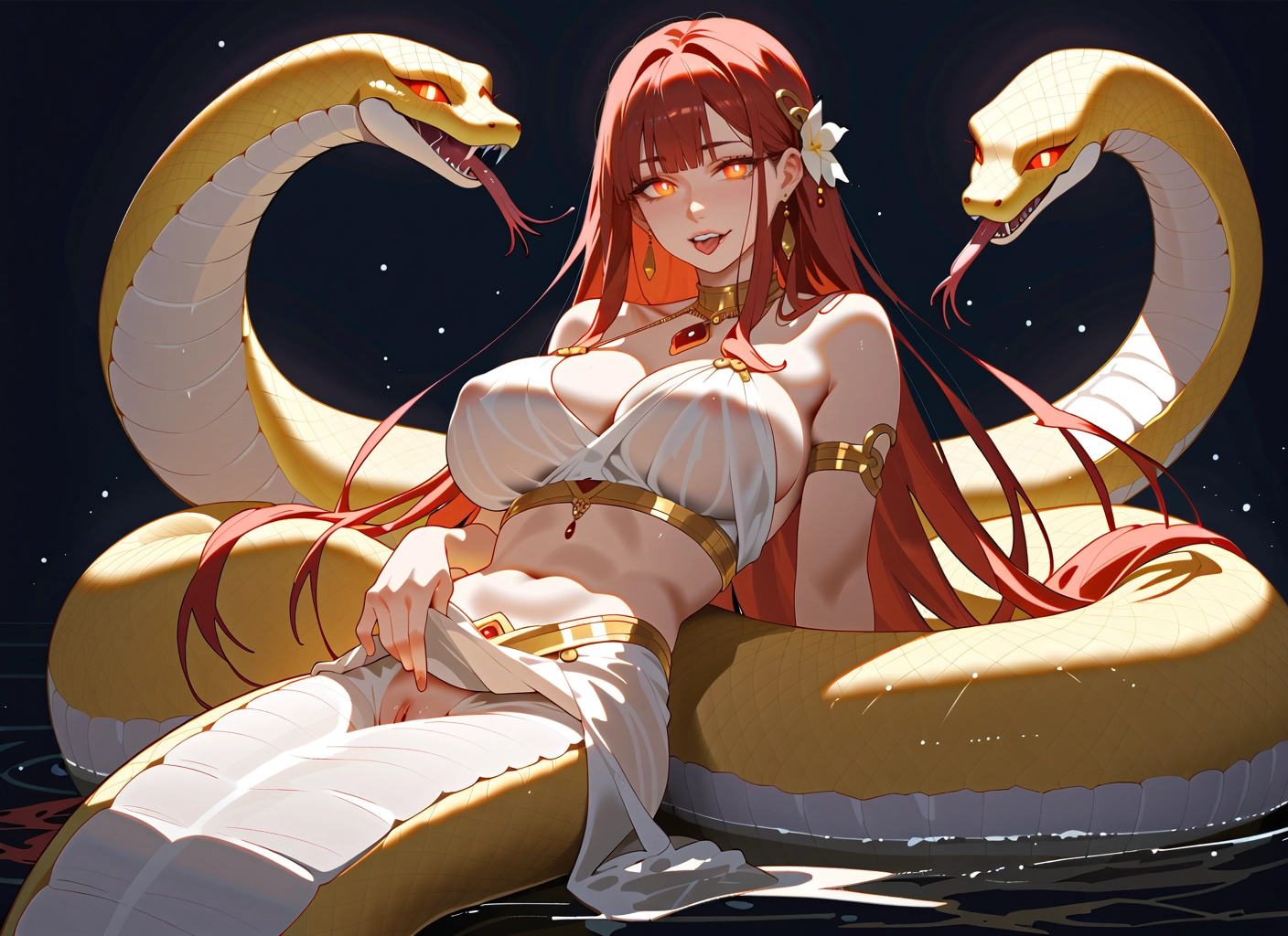 1girl, breasts, long hair, pussy, large breasts, hair ornament · Yamete.gg