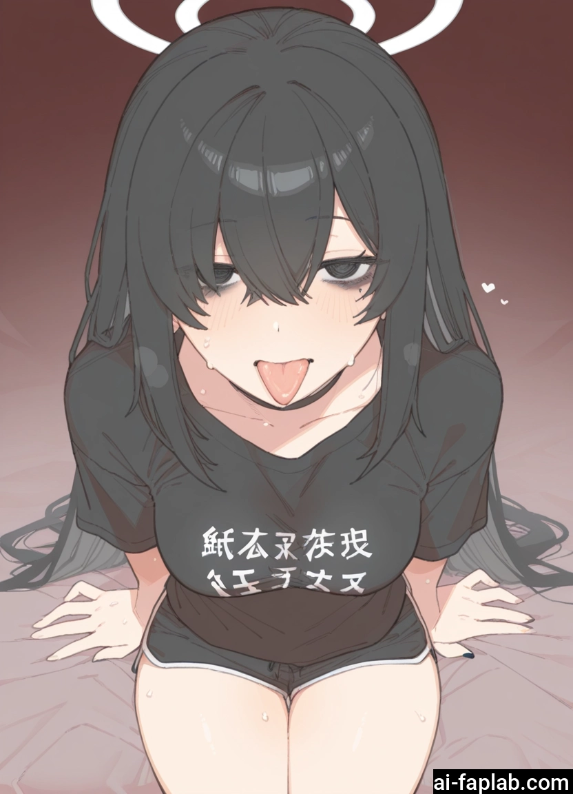 1girl, tongue, long hair, tongue out, solo, shorts · Yamete.gg