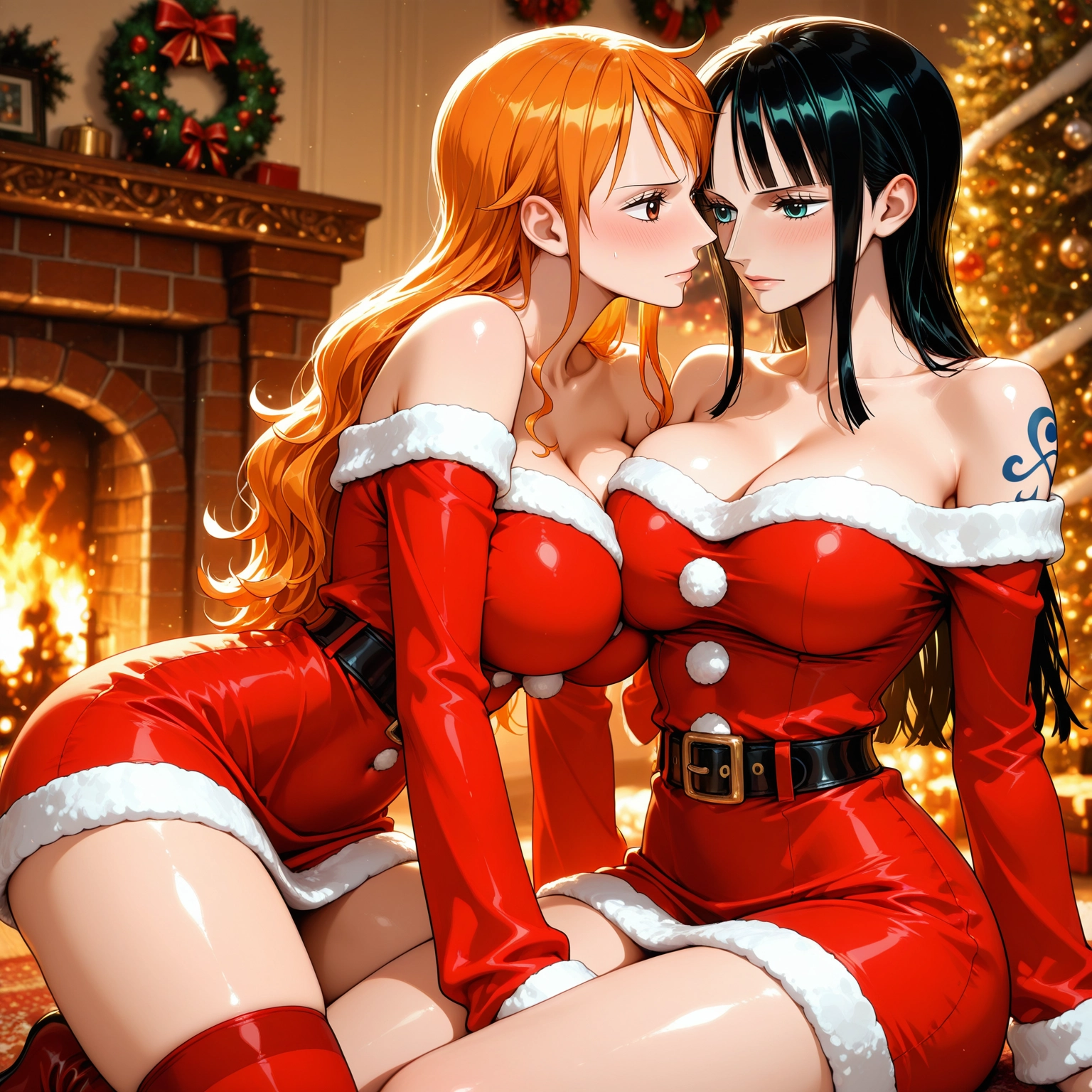 multiple girls, breasts, 2girls, large breasts, tattoo, long hair · Yamete.gg