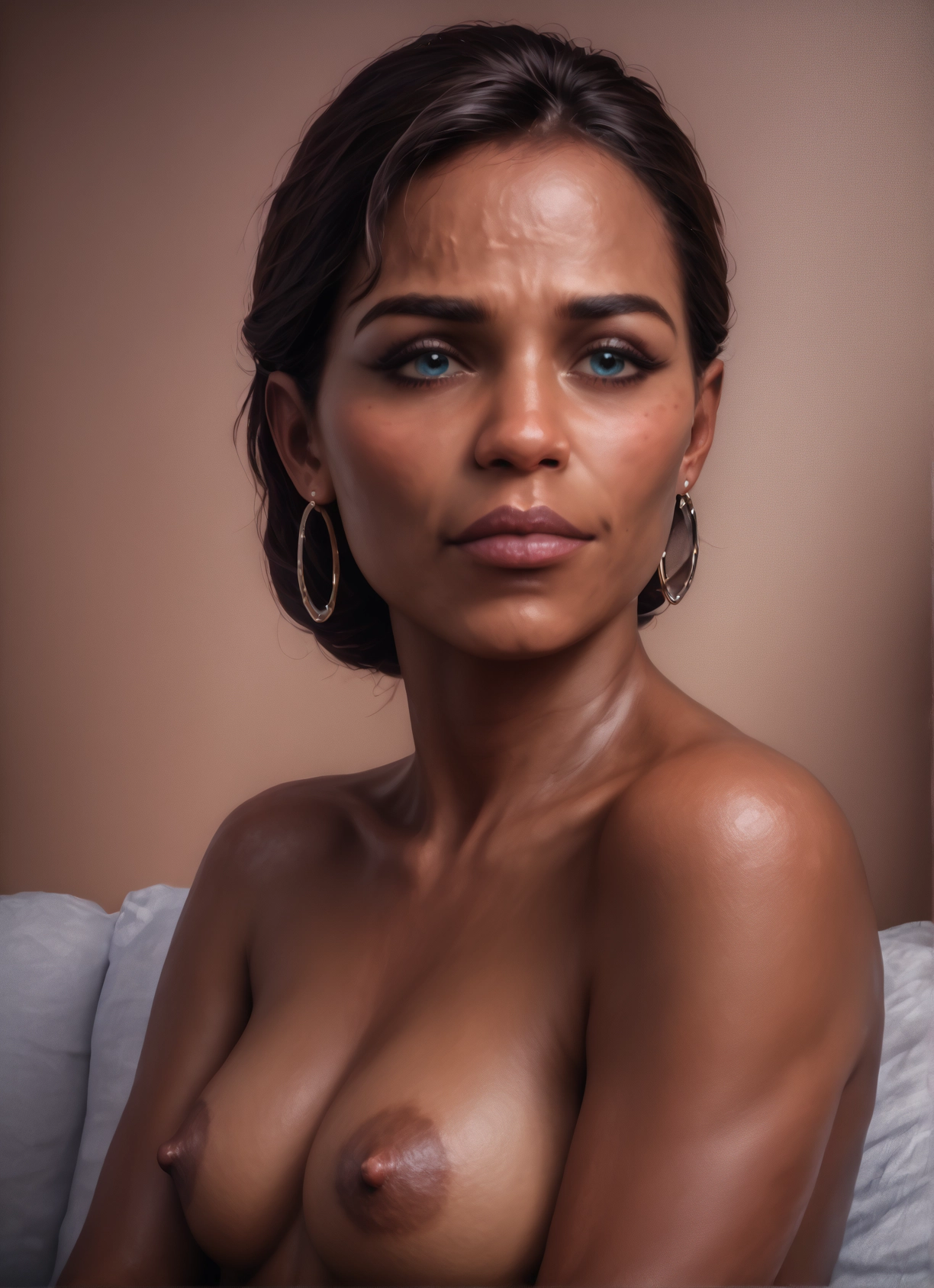 1girl, solo, nipples, breasts, jewelry, earrings · Yamete.gg