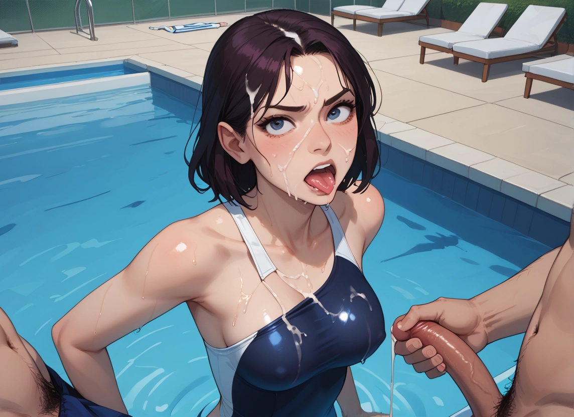 1girl, penis, cum, swimsuit, breasts, hetero · Yamete.gg