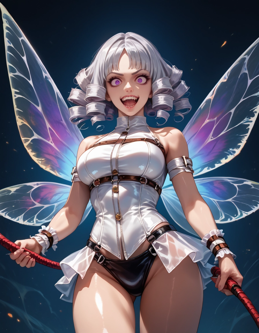 1girl, solo, breasts, wings, drill hair, teeth · Yamete.gg