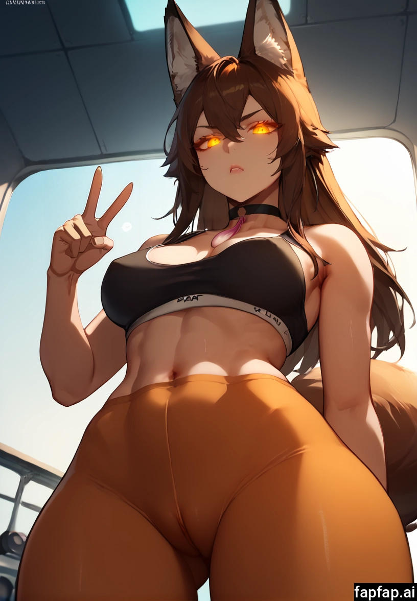 1girl, animal ears, solo, breasts, tail, brown hair · Yamete.gg