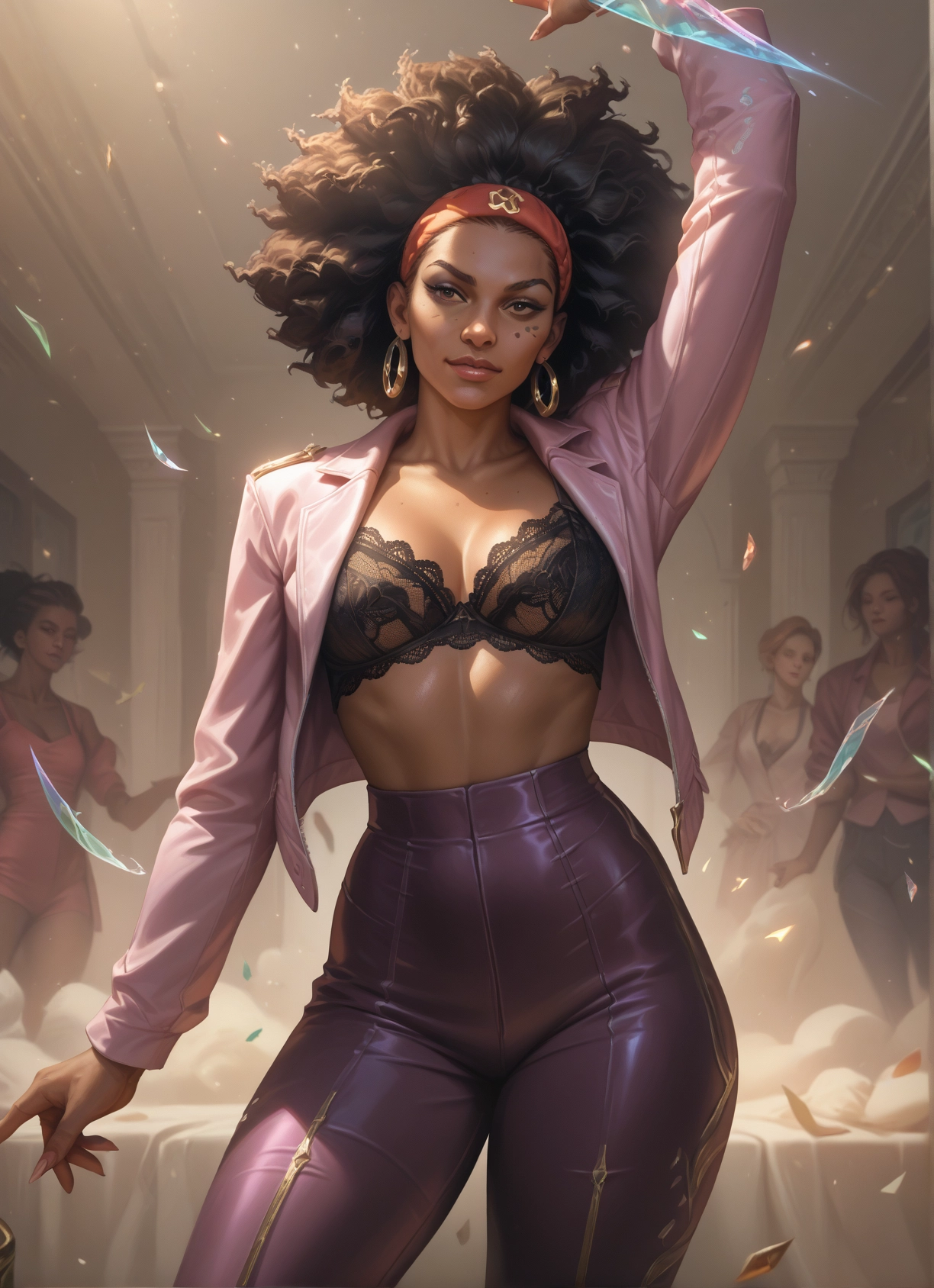 underwear, bra, breasts, jewelry, earrings, multiple girls · Yamete.gg