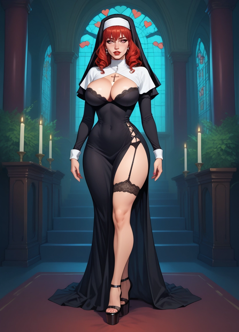 1girl, breasts, nun, church, solo, large breasts · Yamete.gg