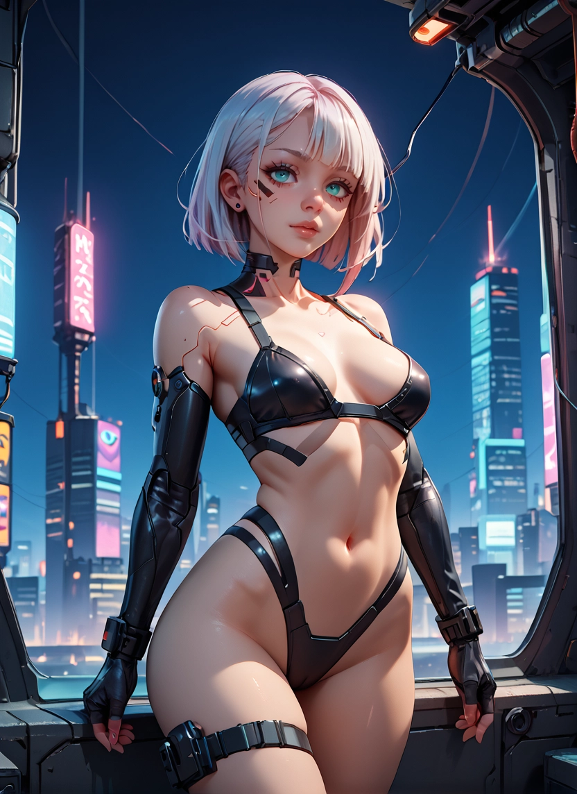 1girl, solo, breasts, navel, gloves, looking at viewer · Yamete.gg