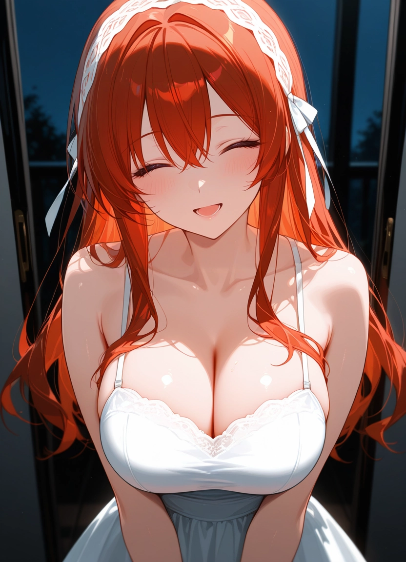 1girl, breasts, dress, large breasts, cleavage, white dress · Yamete.gg