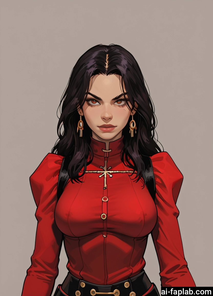 1girl, solo, jewelry, earrings, breasts, black hair