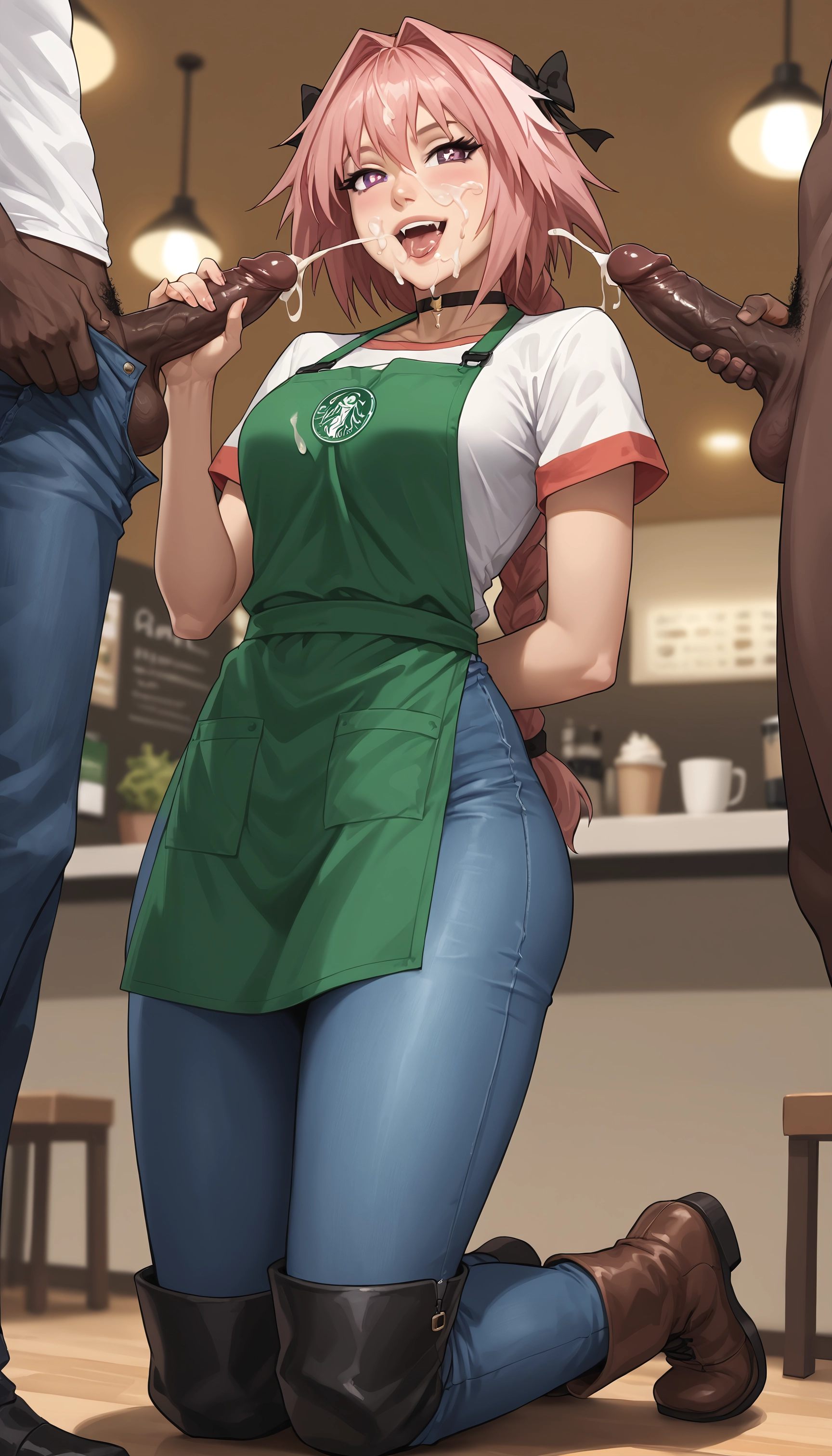 yaoi, penis, cum, pink hair, multiple boys, apron · Yamete.gg
