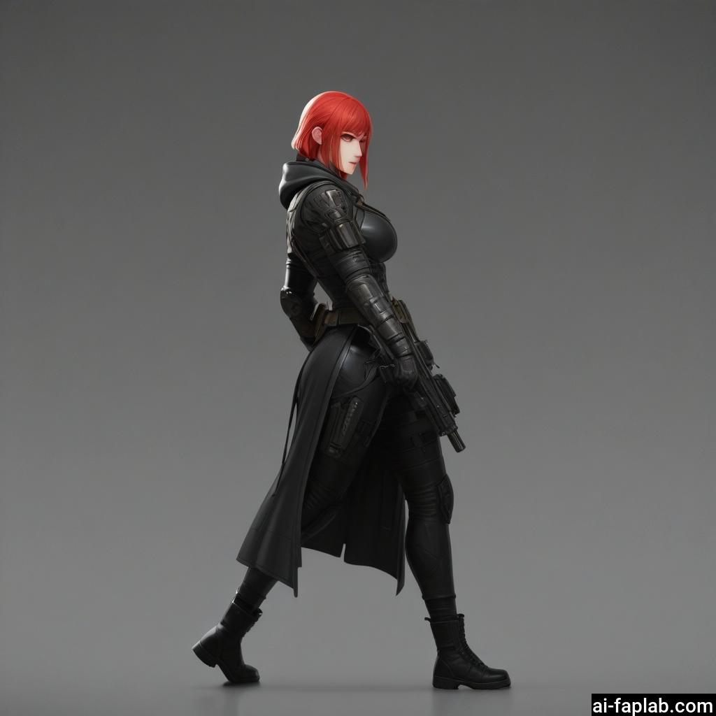 1girl, weapon, gun, solo, boots, breasts · Yamete.gg