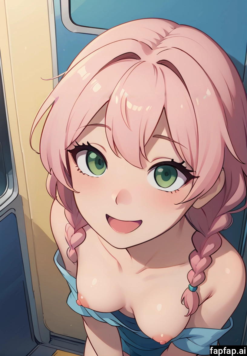 1girl, breasts, nipples, solo, green eyes, pink hair · Yamete.gg