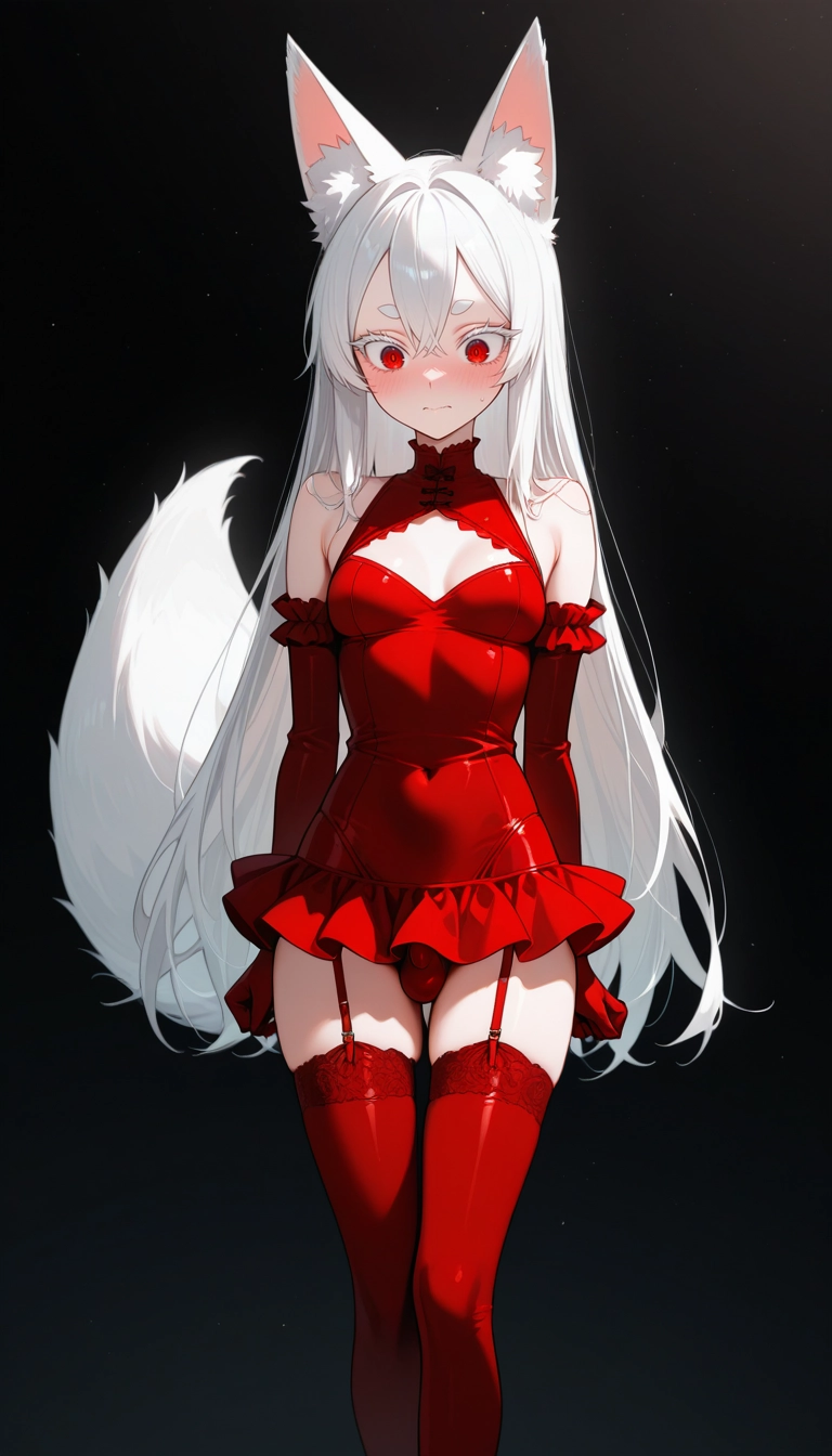 1girl, gloves, solo, elbow gloves, red eyes, animal ears · Yamete.gg